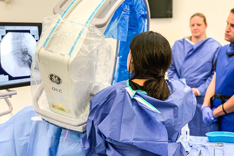 Patient undergoing mild procedure for Lumbar Spinal Stenosis