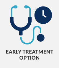 Graphic showing stethoscope and clock with text saying "early treatment option for LSS"