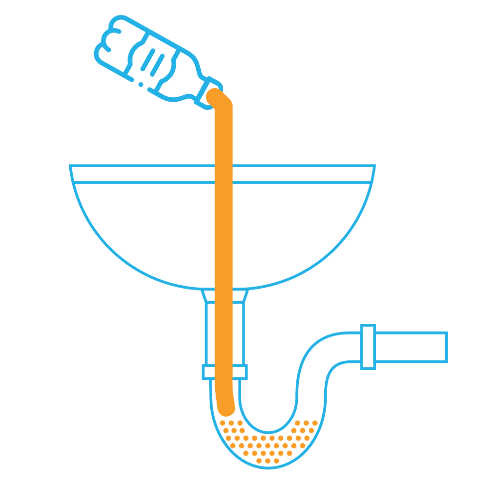 illustration of a clogged drain