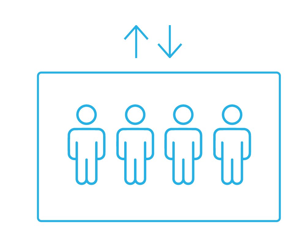 illustration of a normal amount of people in an elevator