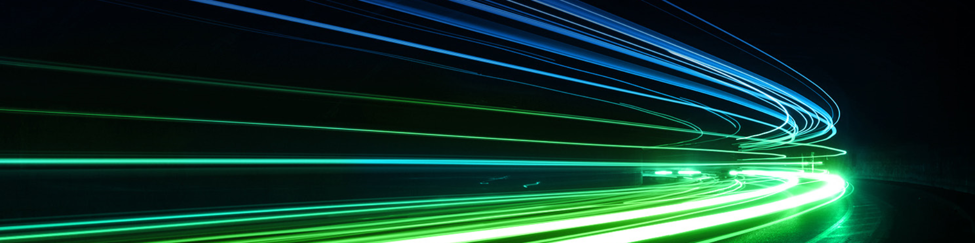 Blue and green neon lines on a black background